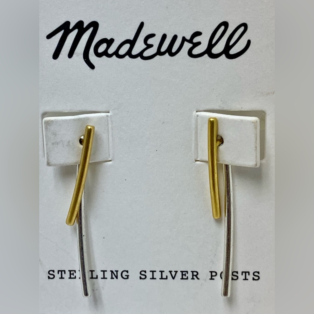 Madewell Stembend Gold And Silver Earrings - Sterling Silver Posts